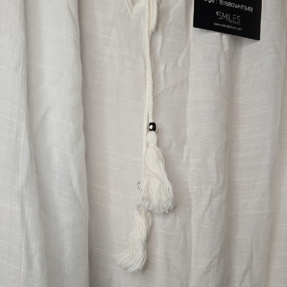 Mlle Gabrielle White Peasant Blouse with Multicolor Pom Poms Womens XL - Picture 5 of 9